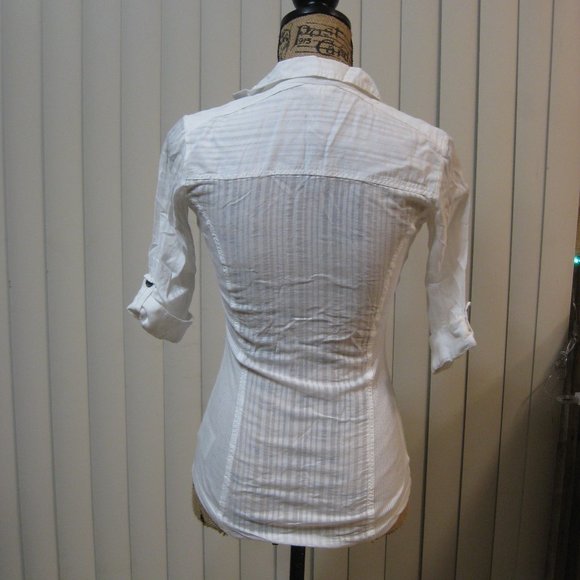NWT Guess white cotton button up shirt top XS extra small - Picture 5 of 7